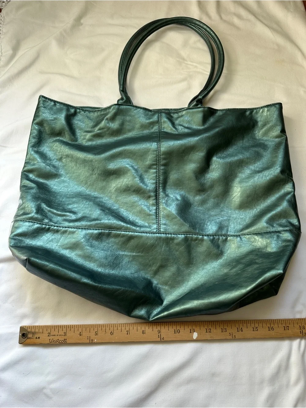 Saks Fifth Avenue Teal Green Leather Tote